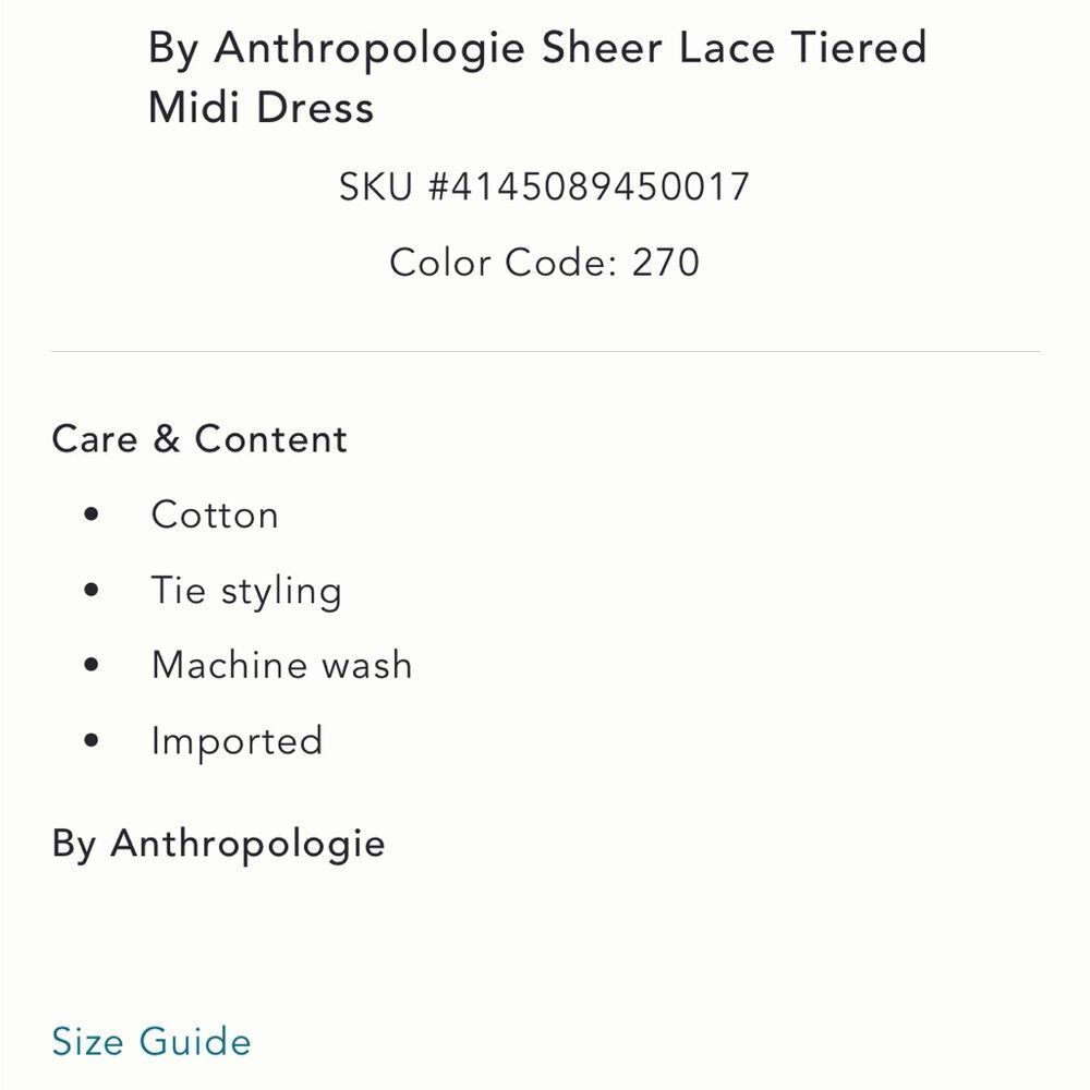 Anthropologie Sheer Lace Tiered Midi Dress - Picture 4 of 4